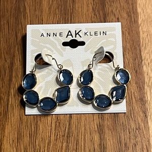 NEW Anne Klein Blue Stone Hoop Earrings